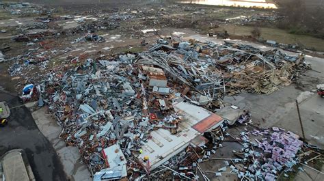 In an aerial view, damage from a tornado is seen on March 25, 2023, in Rolling Fork, Mississippi. Getty Images President Biden issued a statement on Saturday addressing the destruction.